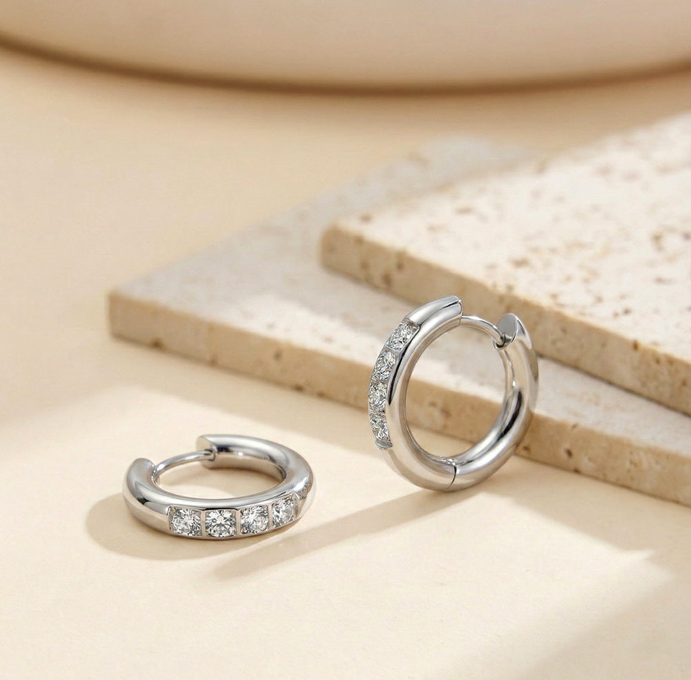 Élise Vintage Zircon Stud Earrings – 18K Gold Stainless Steel