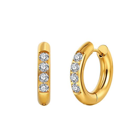 Élise Vintage Zircon Stud Earrings – 18K Gold Stainless Steel