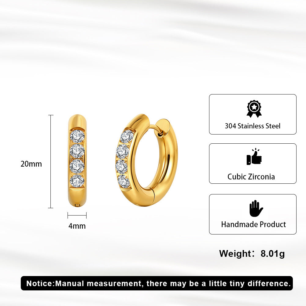 Élise Vintage Zircon Stud Earrings – 18K Gold Stainless Steel