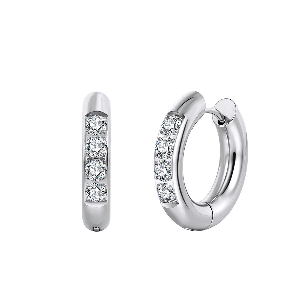 Élise Vintage Zircon Stud Earrings – 18K Gold Stainless Steel
