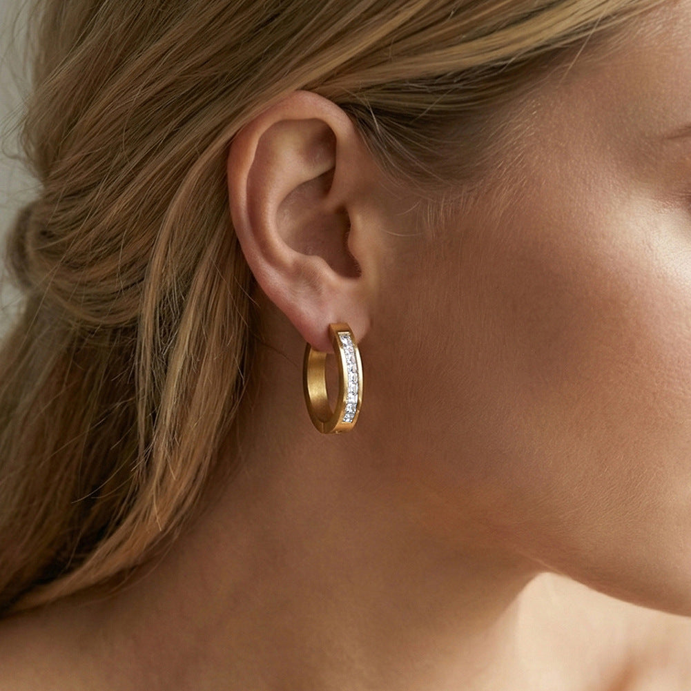 Aria Micro-Pavé Hoop Earrings – Stainless Steel Chic Huggies