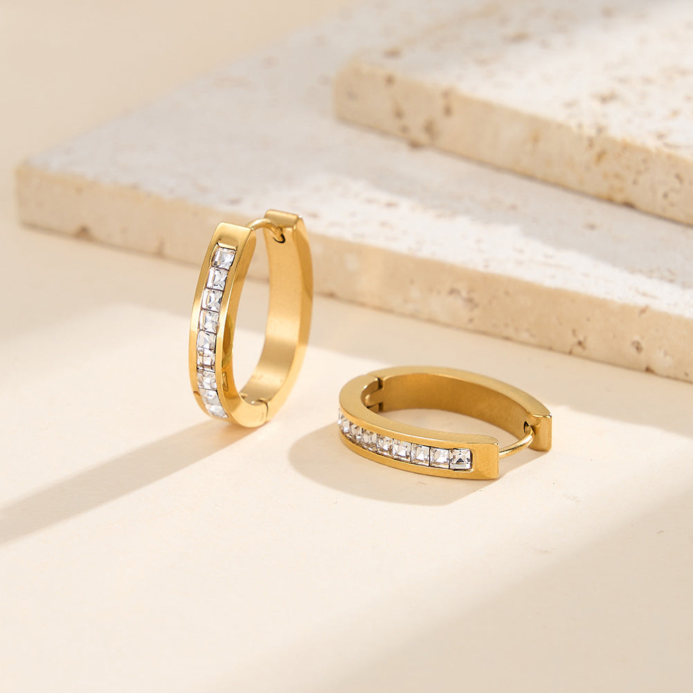 Aria Micro-Pavé Hoop Earrings – Stainless Steel Chic Huggies