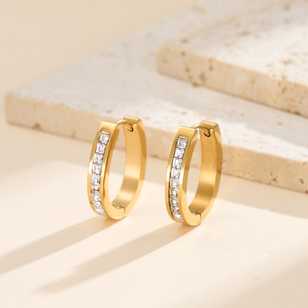 Aria Micro-Pavé Hoop Earrings – Stainless Steel Chic Huggies