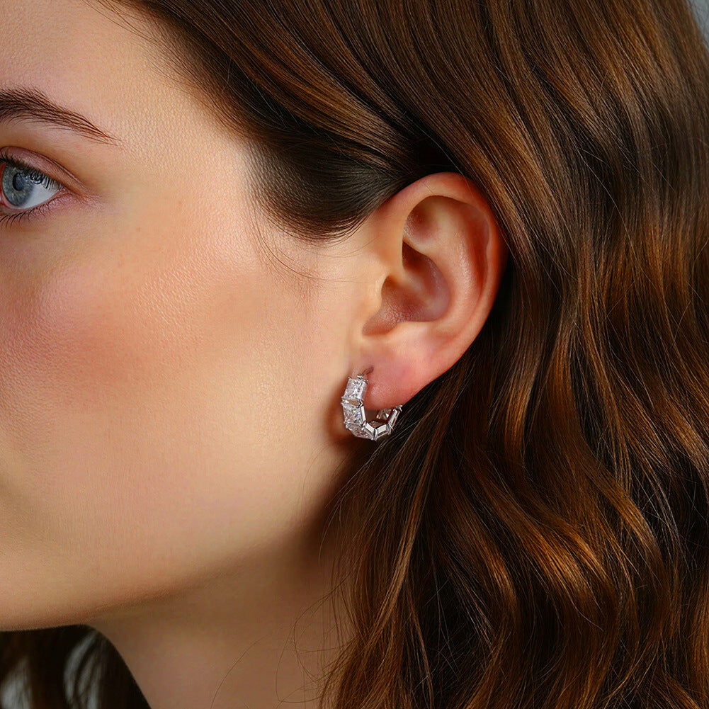 Elysia Full Pavé Moissanite Hoop Earrings – S925 Sterling Silver