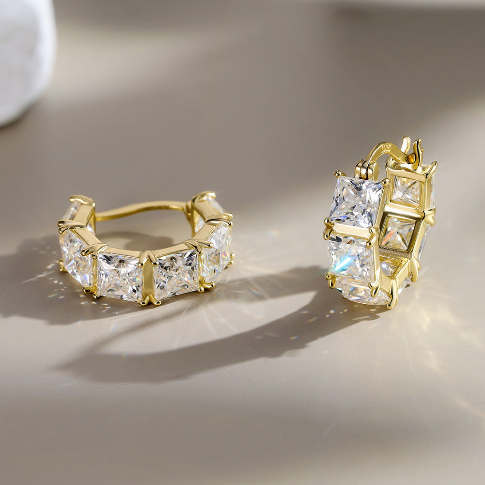Elysia Full Pavé Moissanite Hoop Earrings – S925 Sterling Silver