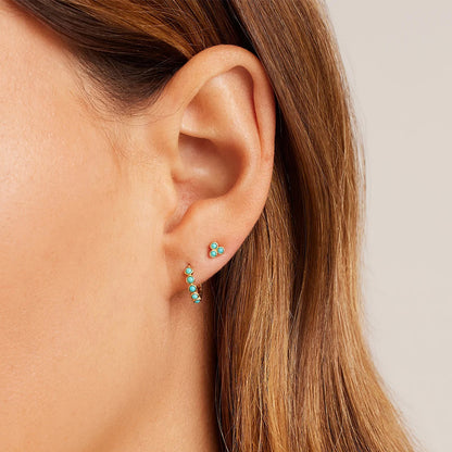 Turquoise Halo Hoop Earrings-S925 Sterling Silver