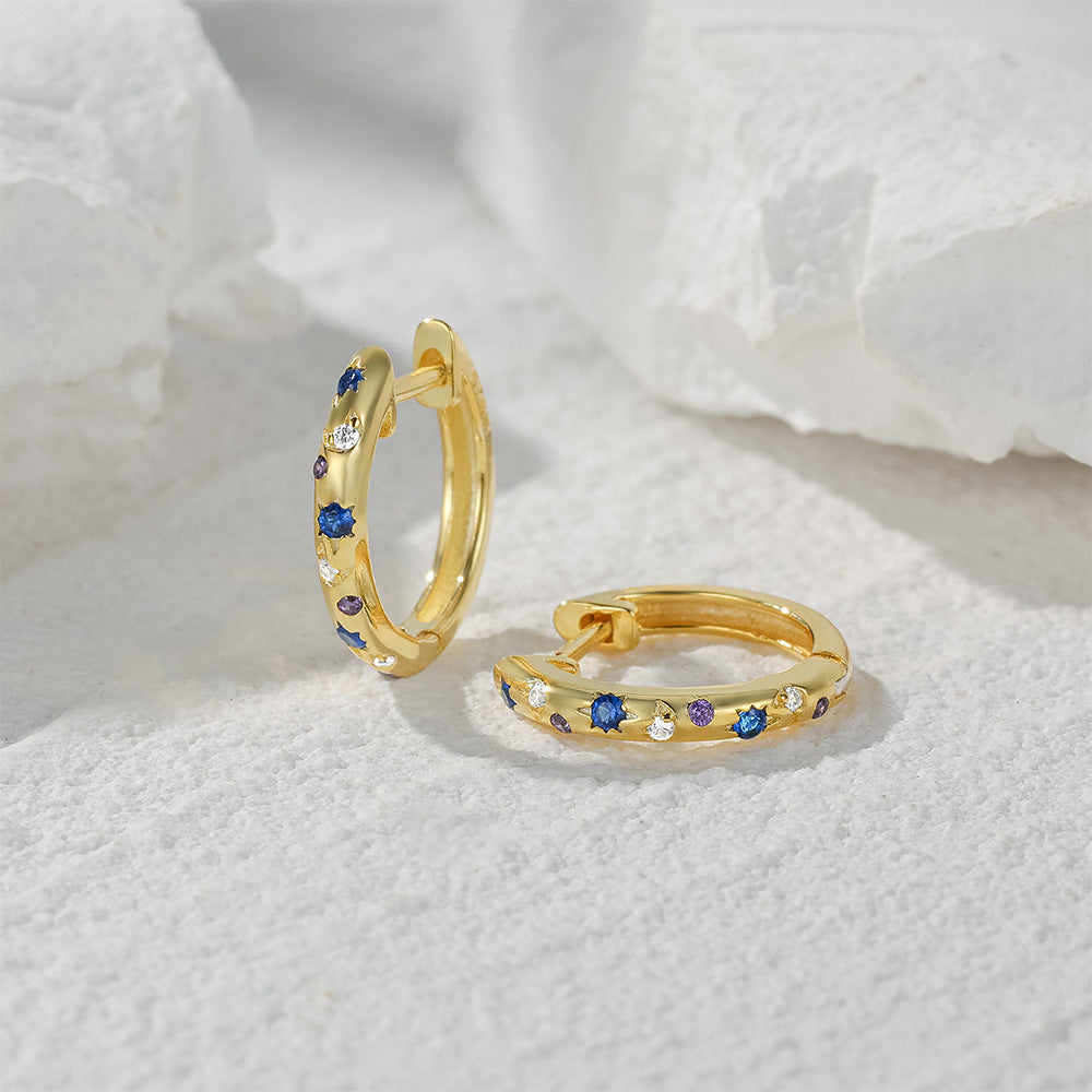 Celestial Star & Moon Hoop Earrings-S925 Sterling Silver