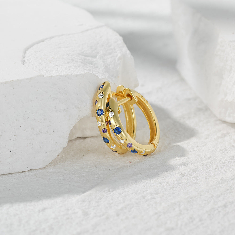 Celestial Star & Moon Hoop Earrings-S925 Sterling Silver