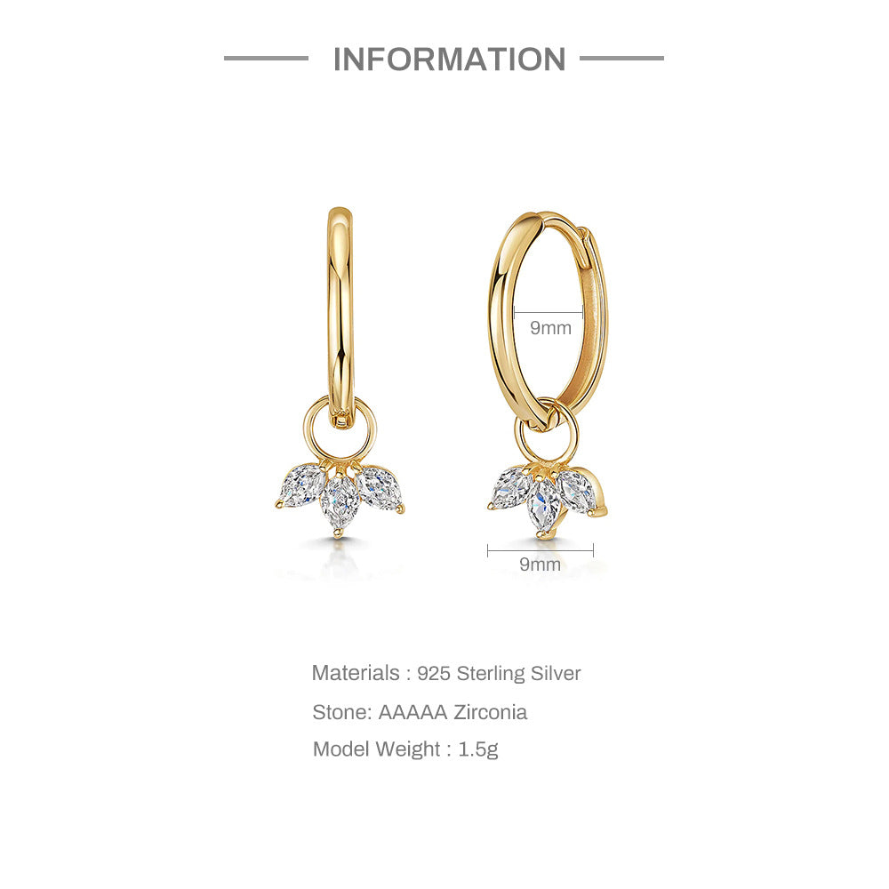 Blooming Marquise Petal Drop Earrings-S925 Sterling Silver
