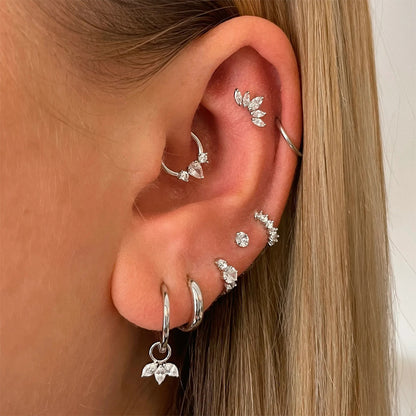 Blooming Marquise Petal Drop Earrings-S925 Sterling Silver