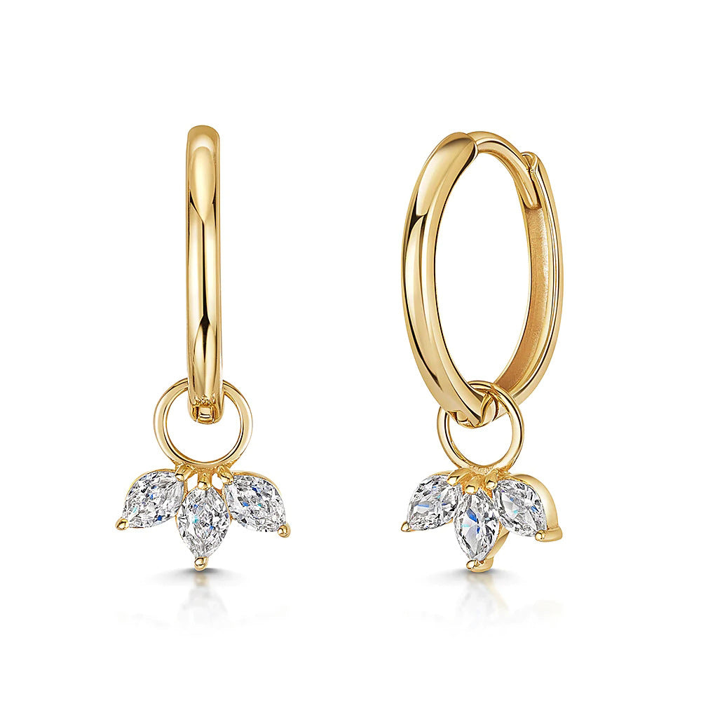Blooming Marquise Petal Drop Earrings-S925 Sterling Silver