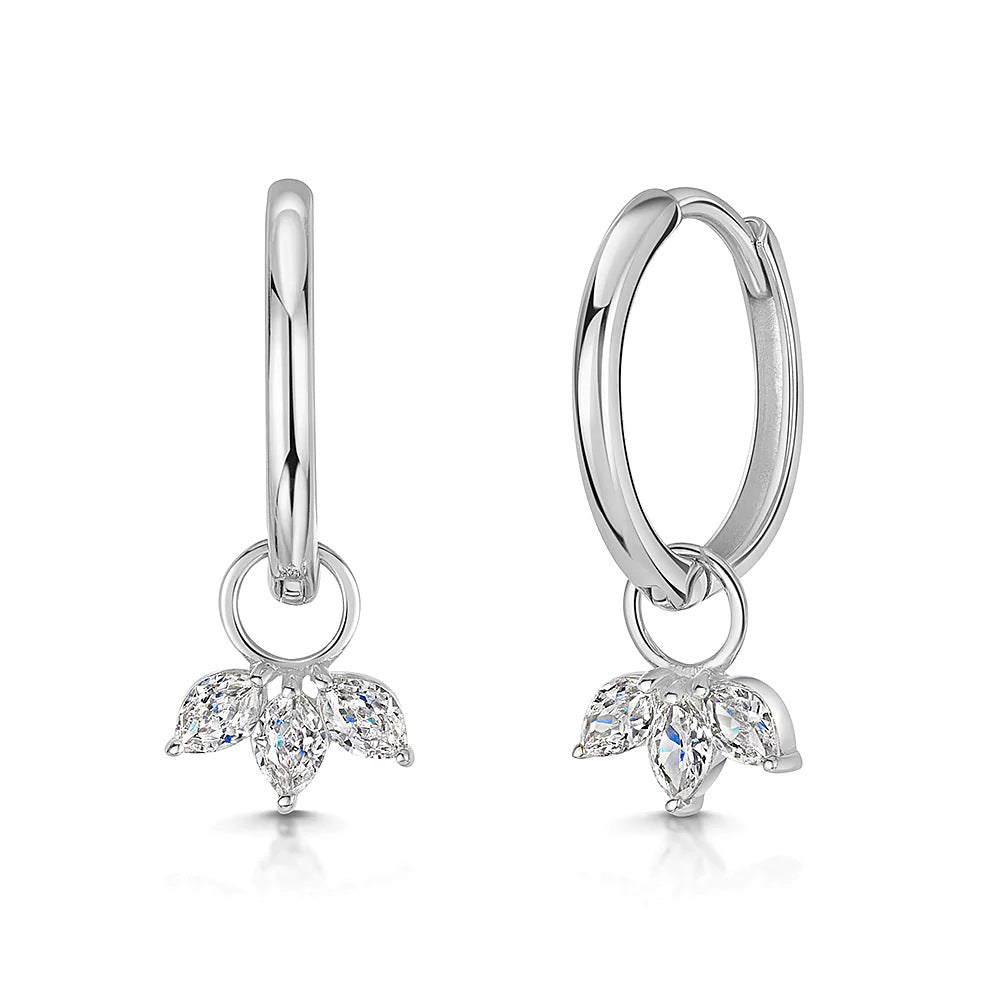 Blooming Marquise Petal Drop Earrings-S925 Sterling Silver