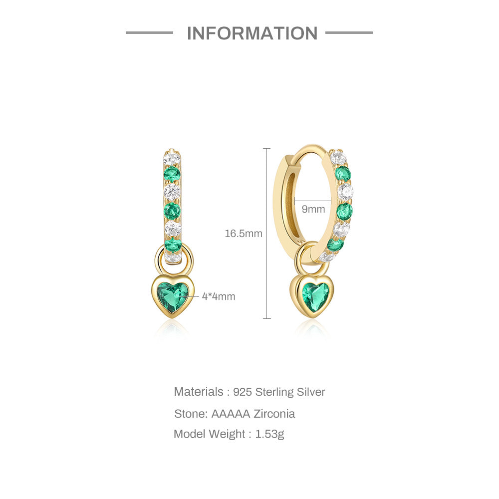 Amora Heart Sparkle Hoop Earrings-925 Sterling Silver