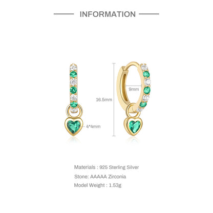 Amora Heart Sparkle Hoop Earrings-925 Sterling Silver
