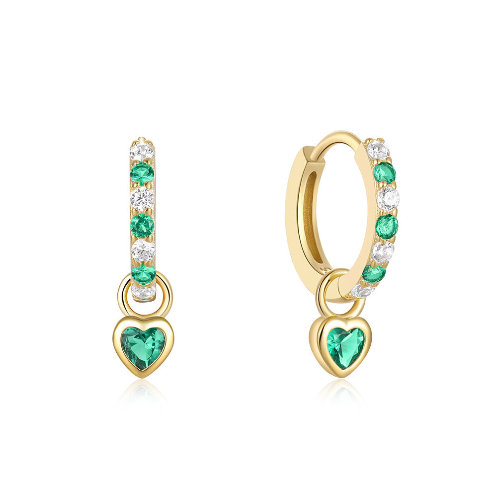 Amora Heart Sparkle Hoop Earrings-925 Sterling Silver