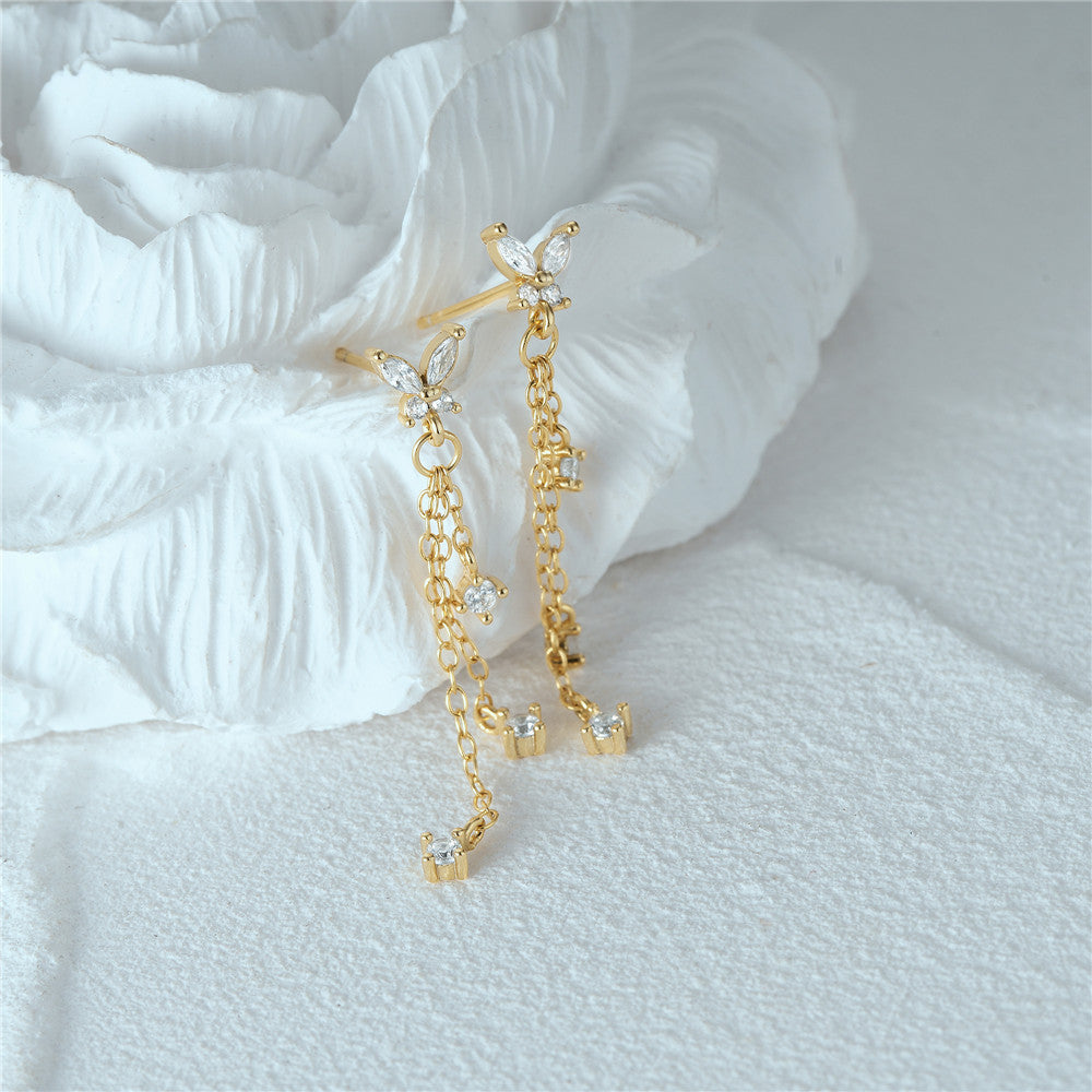 Aurora Butterfly Tassel Earrings-S925 Sterling Silver