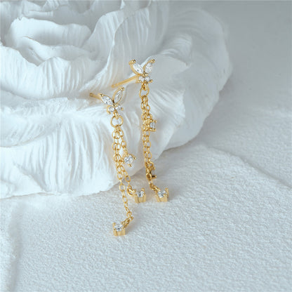 Aurora Butterfly Tassel Earrings-S925 Sterling Silver