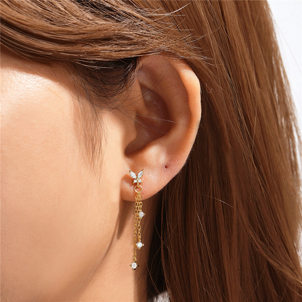 Aurora Butterfly Tassel Earrings-S925 Sterling Silver