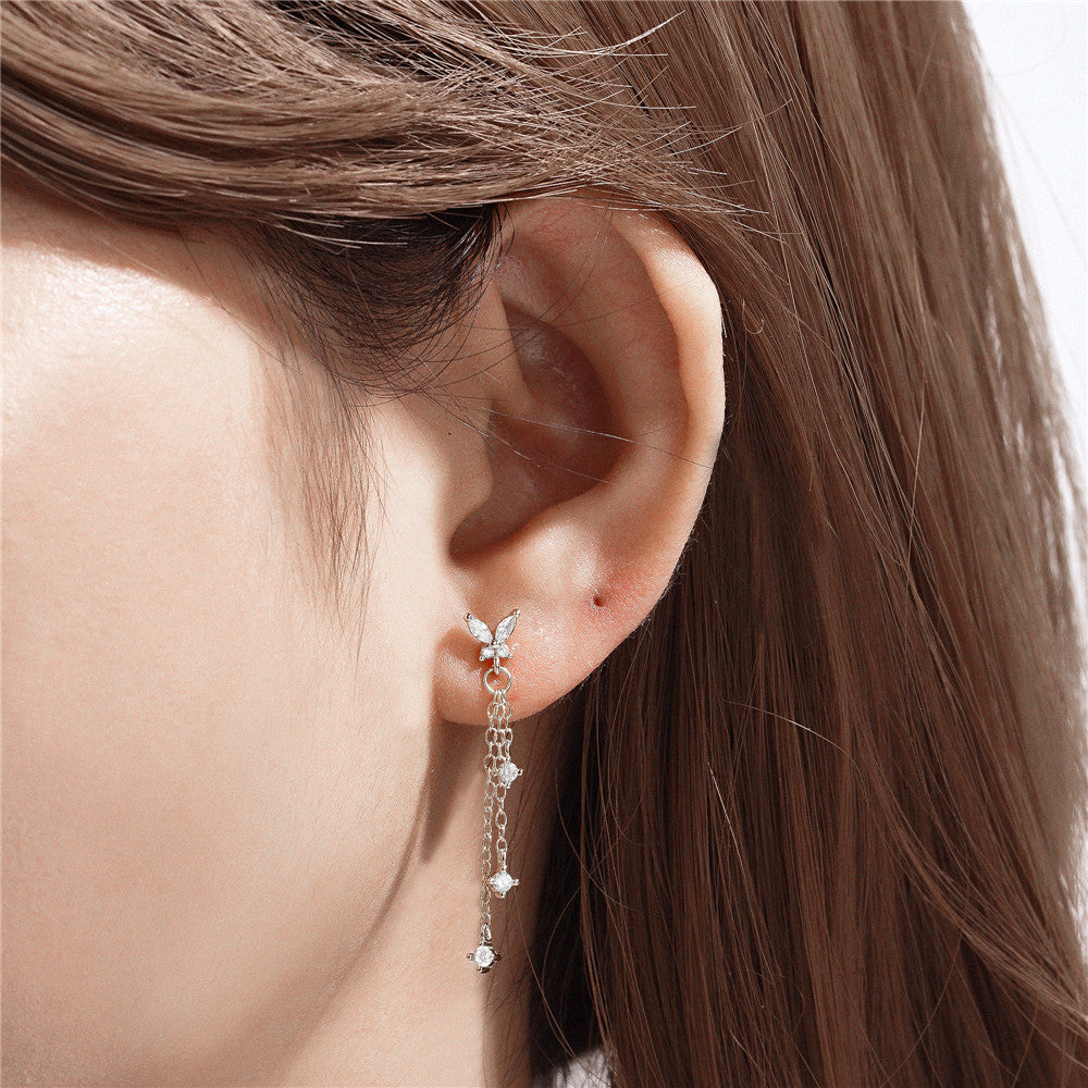 Aurora Butterfly Tassel Earrings-S925 Sterling Silver