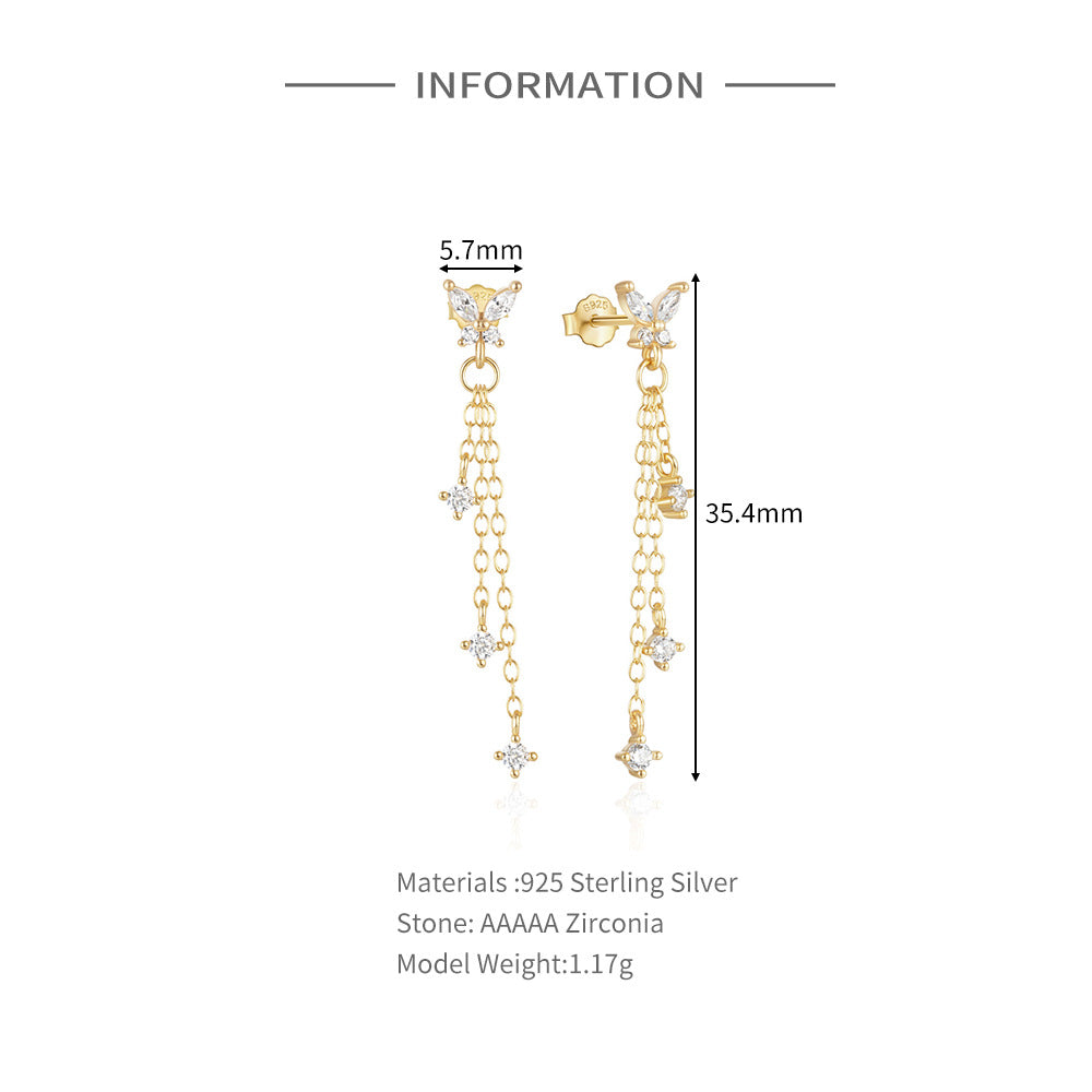 Aurora Butterfly Tassel Earrings-S925 Sterling Silver