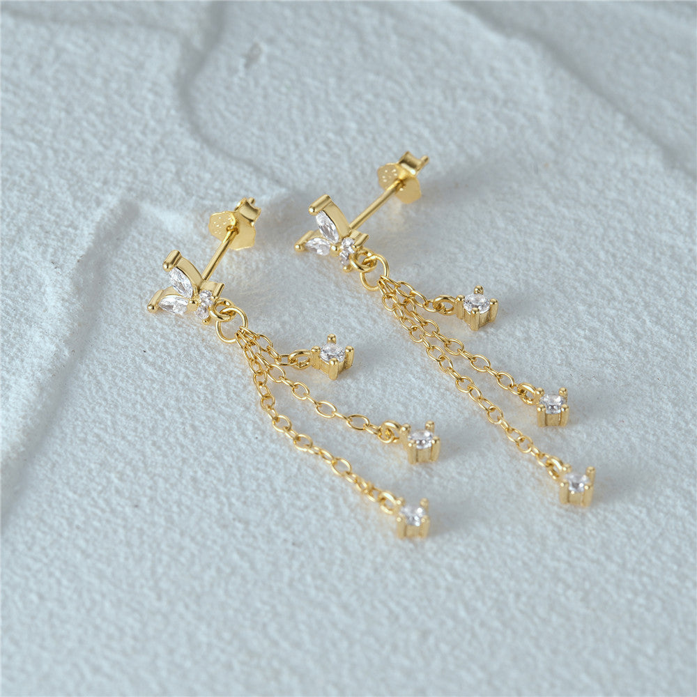 Aurora Butterfly Tassel Earrings-S925 Sterling Silver