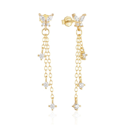Aurora Butterfly Tassel Earrings-S925 Sterling Silver