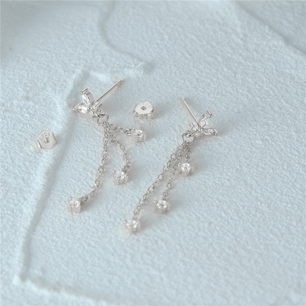 Aurora Butterfly Tassel Earrings-S925 Sterling Silver