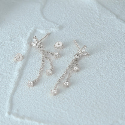 Aurora Butterfly Tassel Earrings-S925 Sterling Silver