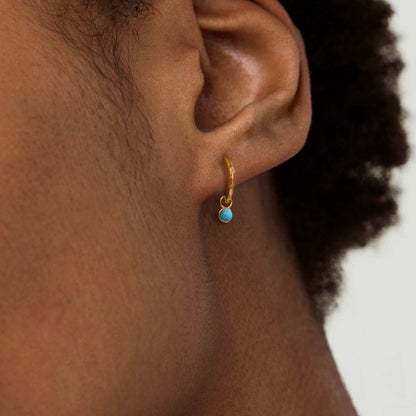 Ocean Aura Turquoise Hoop Earrings-925 Sterling Silver
