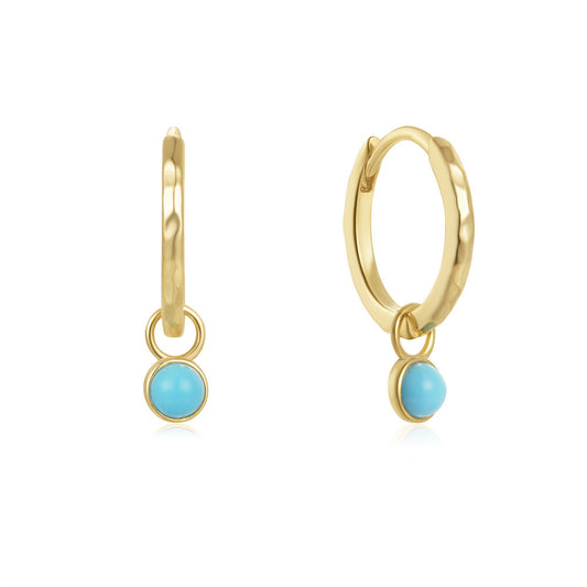 Ocean Aura Turquoise Hoop Earrings-925 Sterling Silver