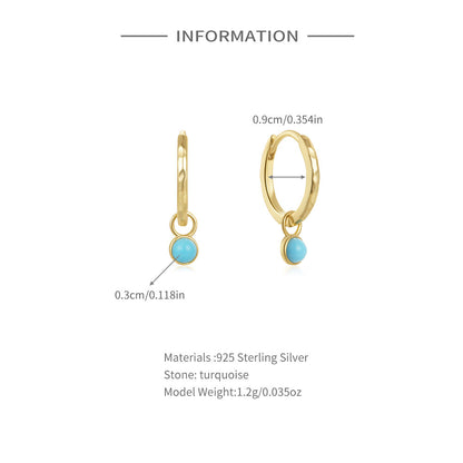 Ocean Aura Turquoise Hoop Earrings-925 Sterling Silver