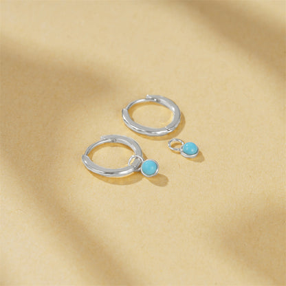Ocean Aura Turquoise Hoop Earrings-925 Sterling Silver