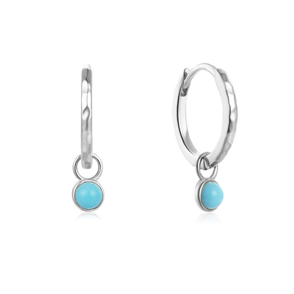 Ocean Aura Turquoise Hoop Earrings-925 Sterling Silver