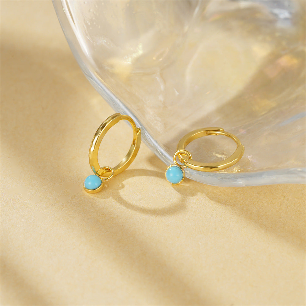 Ocean Aura Turquoise Hoop Earrings-925 Sterling Silver