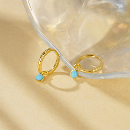 Ocean Aura Turquoise Hoop Earrings-925 Sterling Silver