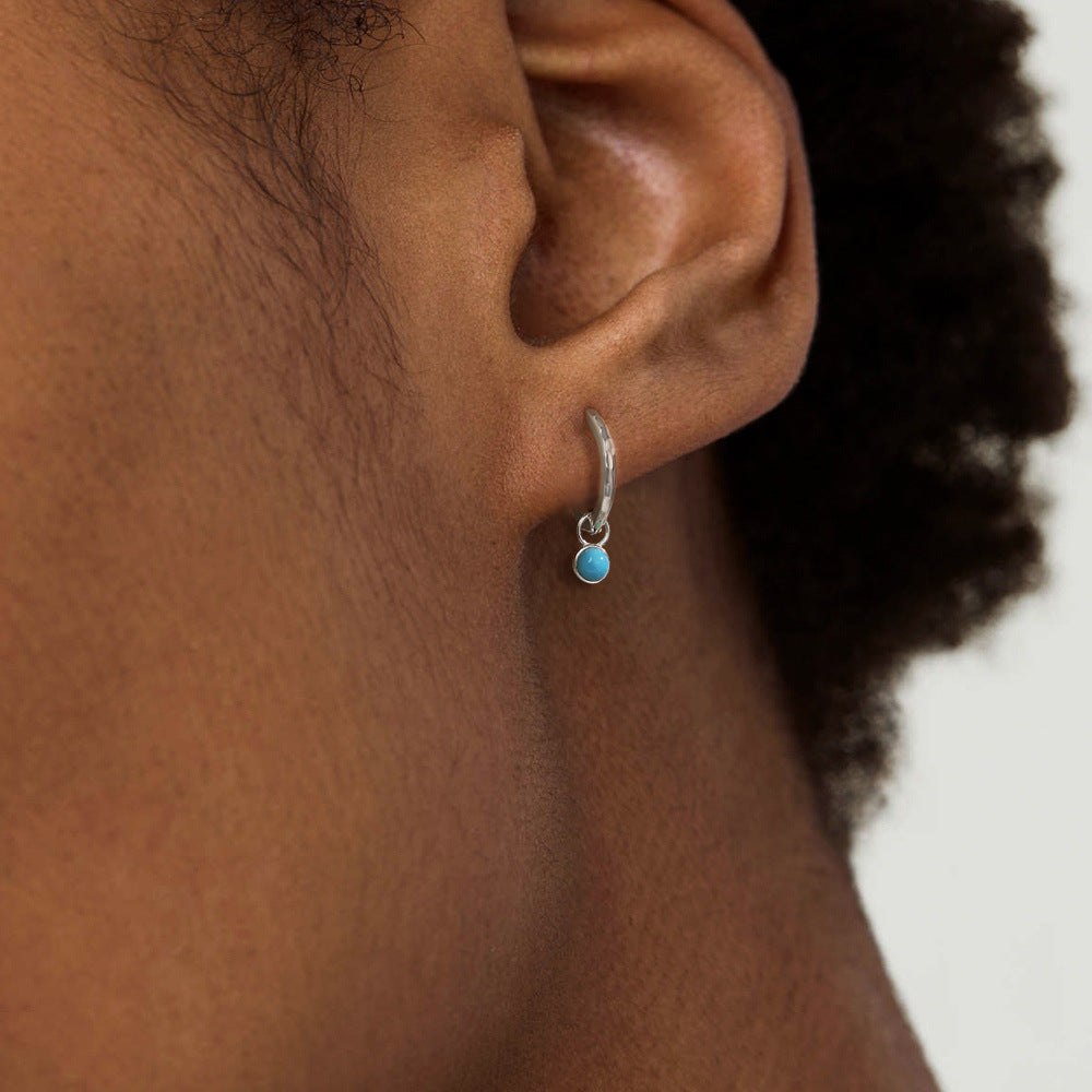 Ocean Aura Turquoise Hoop Earrings-925 Sterling Silver