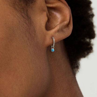 Ocean Aura Turquoise Hoop Earrings-925 Sterling Silver