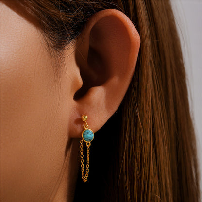 Parisian Turquoise Tassel Threader Earrings-925 Sterling Silver