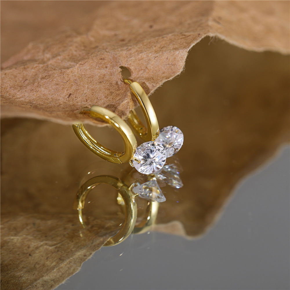 Solara Diamond Drop Hoop Earrings-S925 Sterling Silver