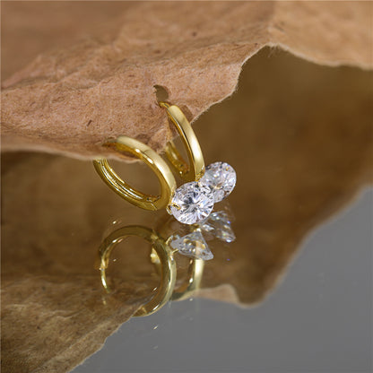 Solara Diamond Drop Hoop Earrings-S925 Sterling Silver