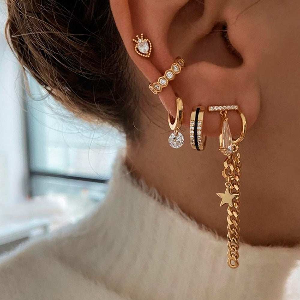 Solara Diamond Drop Hoop Earrings-S925 Sterling Silver