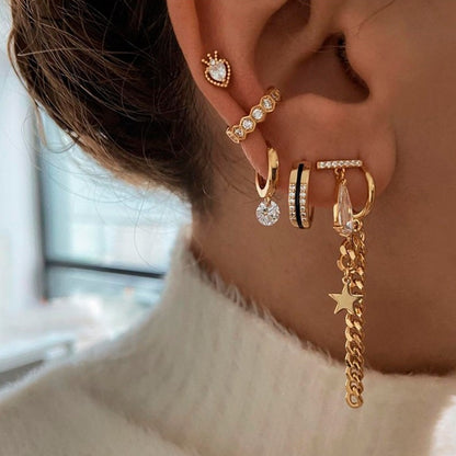 Solara Diamond Drop Hoop Earrings-S925 Sterling Silver