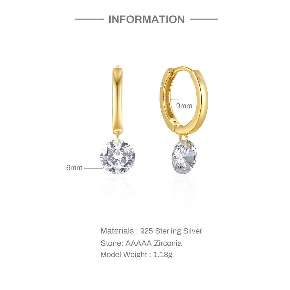 Solara Diamond Drop Hoop Earrings-S925 Sterling Silver