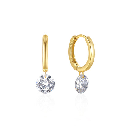 Solara Diamond Drop Hoop Earrings-S925 Sterling Silver