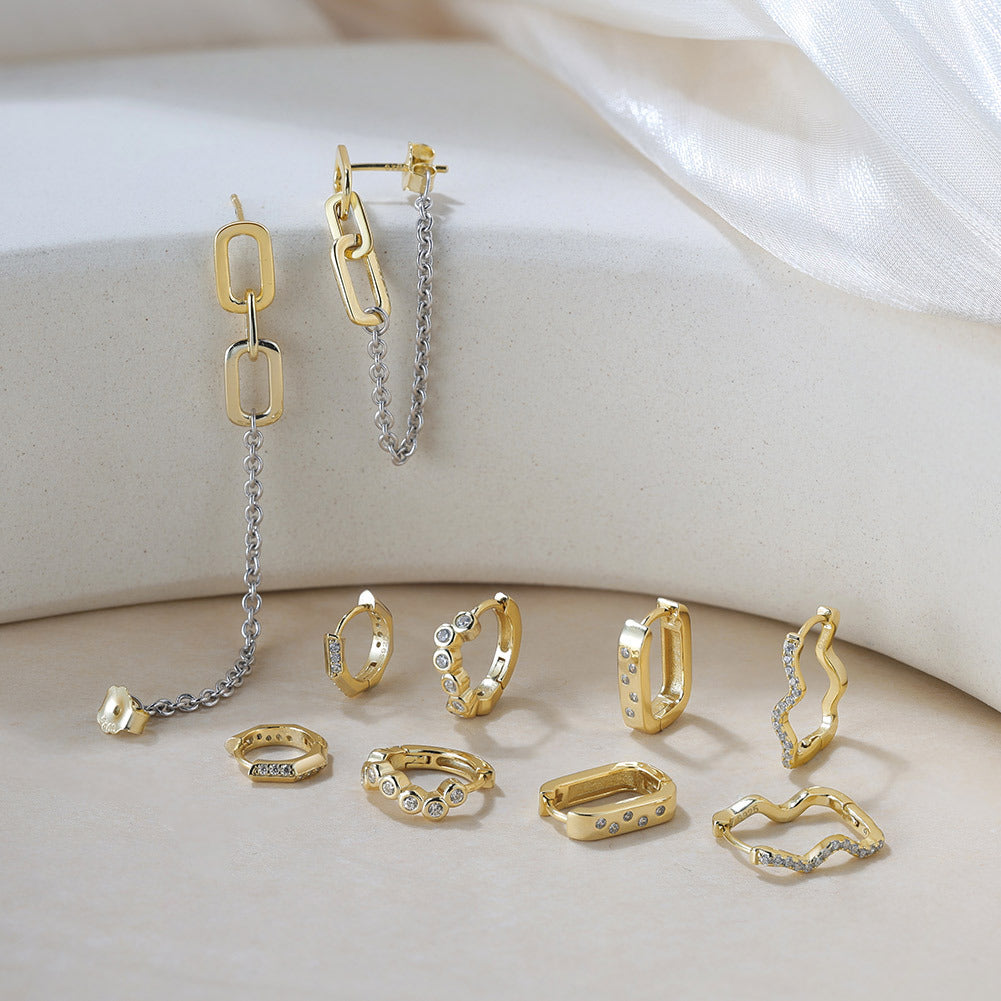 Liora Wave Zircon Earrings-S925 Sterling Silver Minimalist Elegance