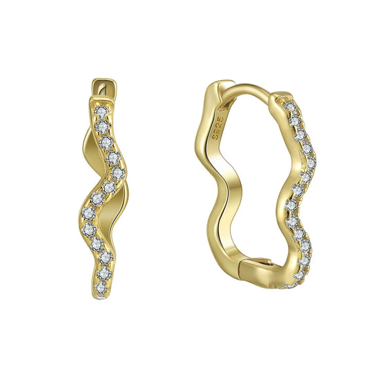 Liora Wave Zircon Earrings-S925 Sterling Silver Minimalist Elegance