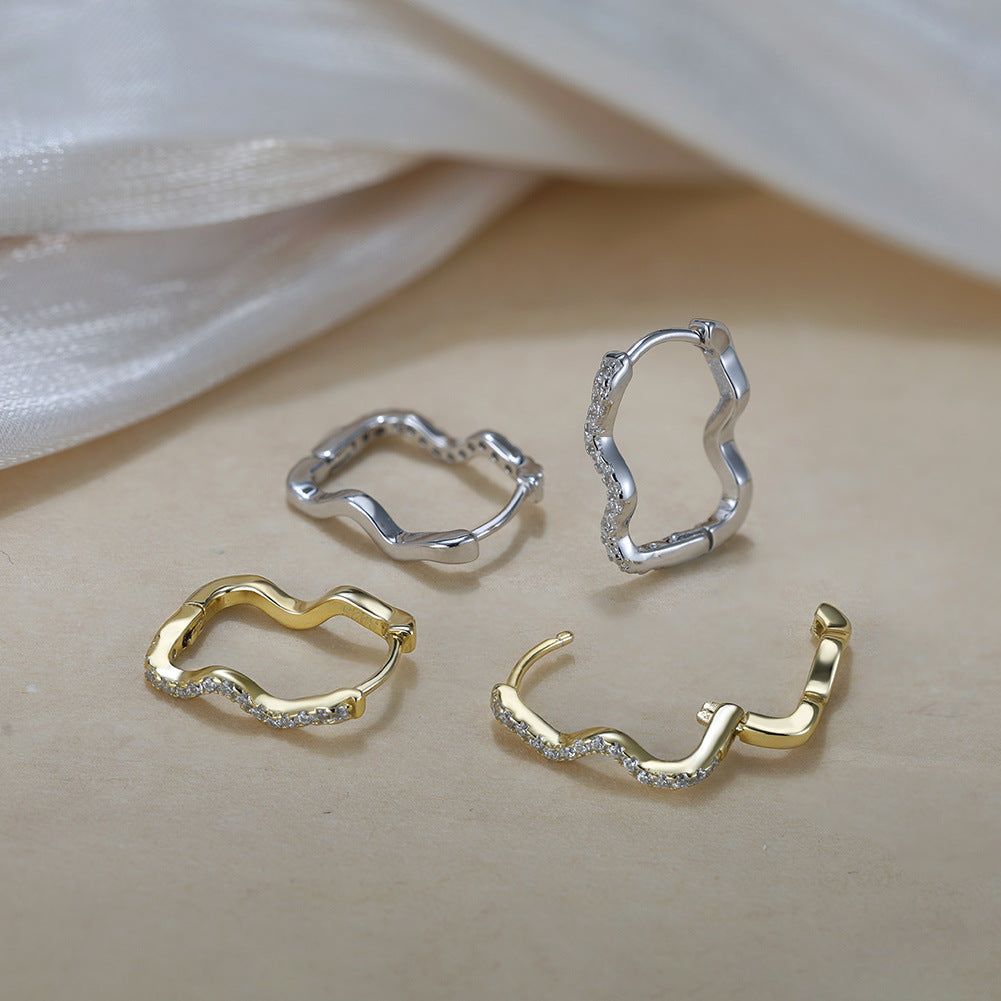 Liora Wave Zircon Earrings-S925 Sterling Silver Minimalist Elegance