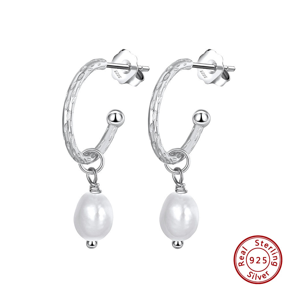 Celeste Baroque Pearl Drop Earrings-925 Sterling Silver Natural Freshwater Pearls
