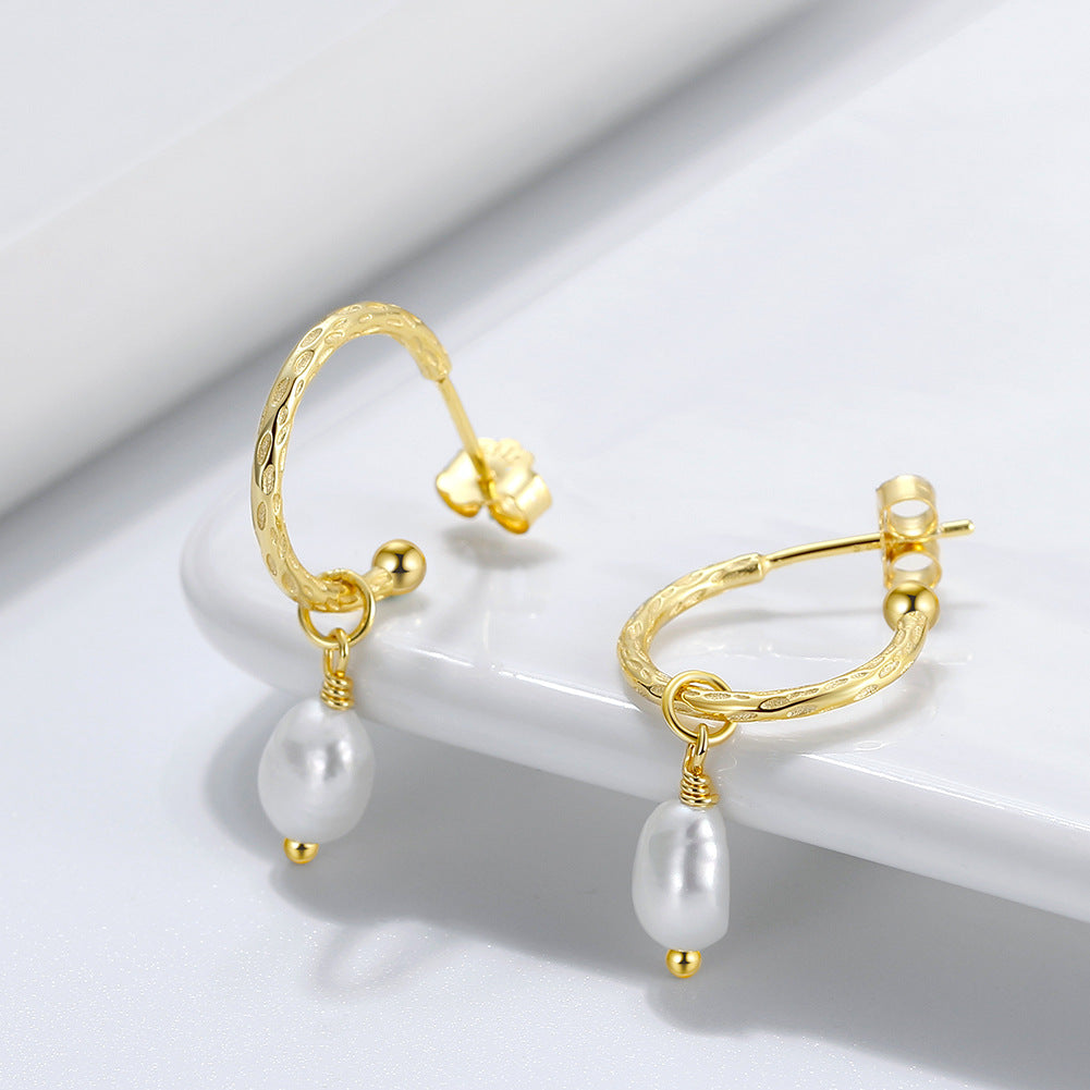 Celeste Baroque Pearl Drop Earrings-925 Sterling Silver Natural Freshwater Pearls