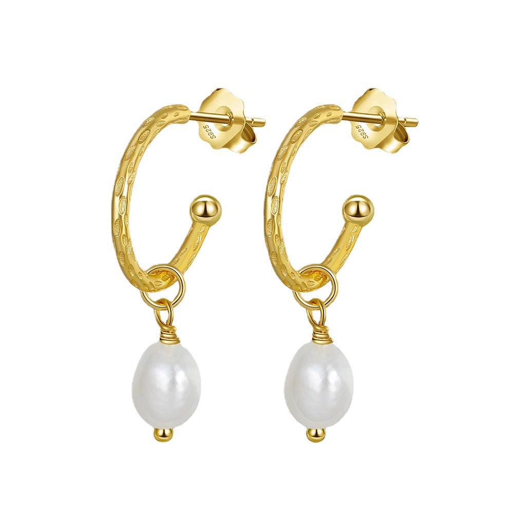 Celeste Baroque Pearl Drop Earrings-925 Sterling Silver Natural Freshwater Pearls